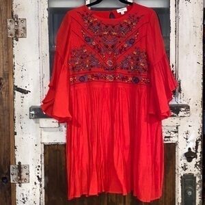 Umgee red embroidered dress